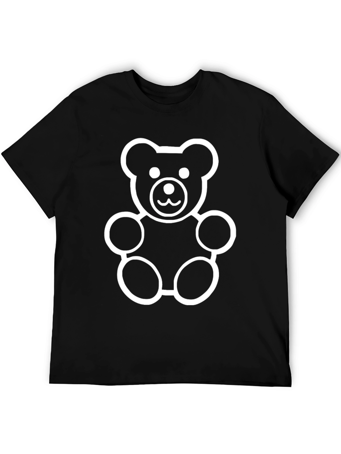 Black Teddy Bear Graphic Tee - Soft Cotton Blend