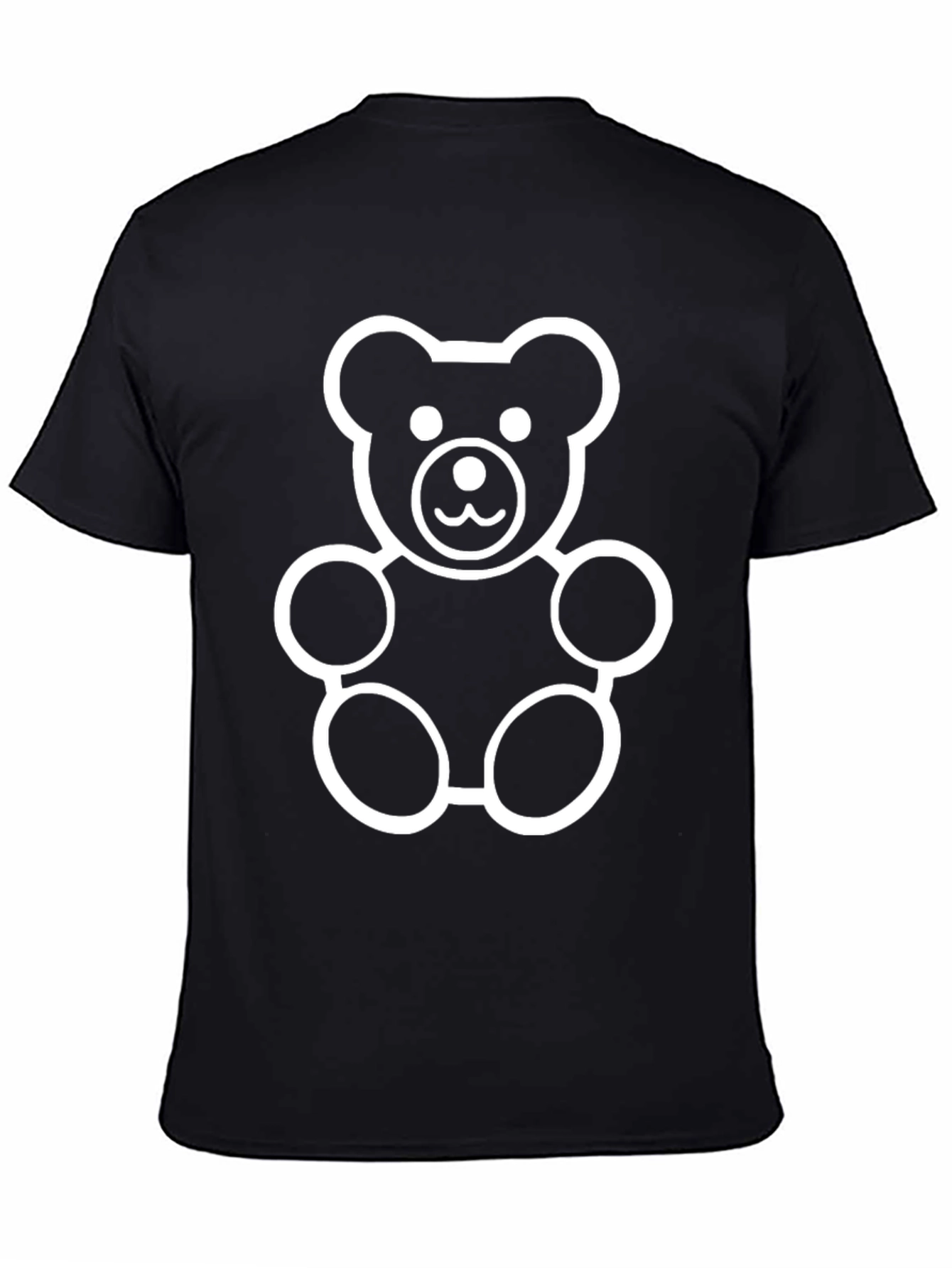 Black Teddy Bear Graphic Tee - Soft Cotton Blend