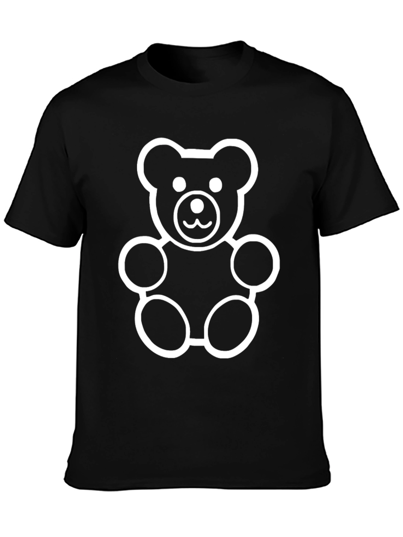 Black Teddy Bear Graphic Tee - Soft Cotton Blend