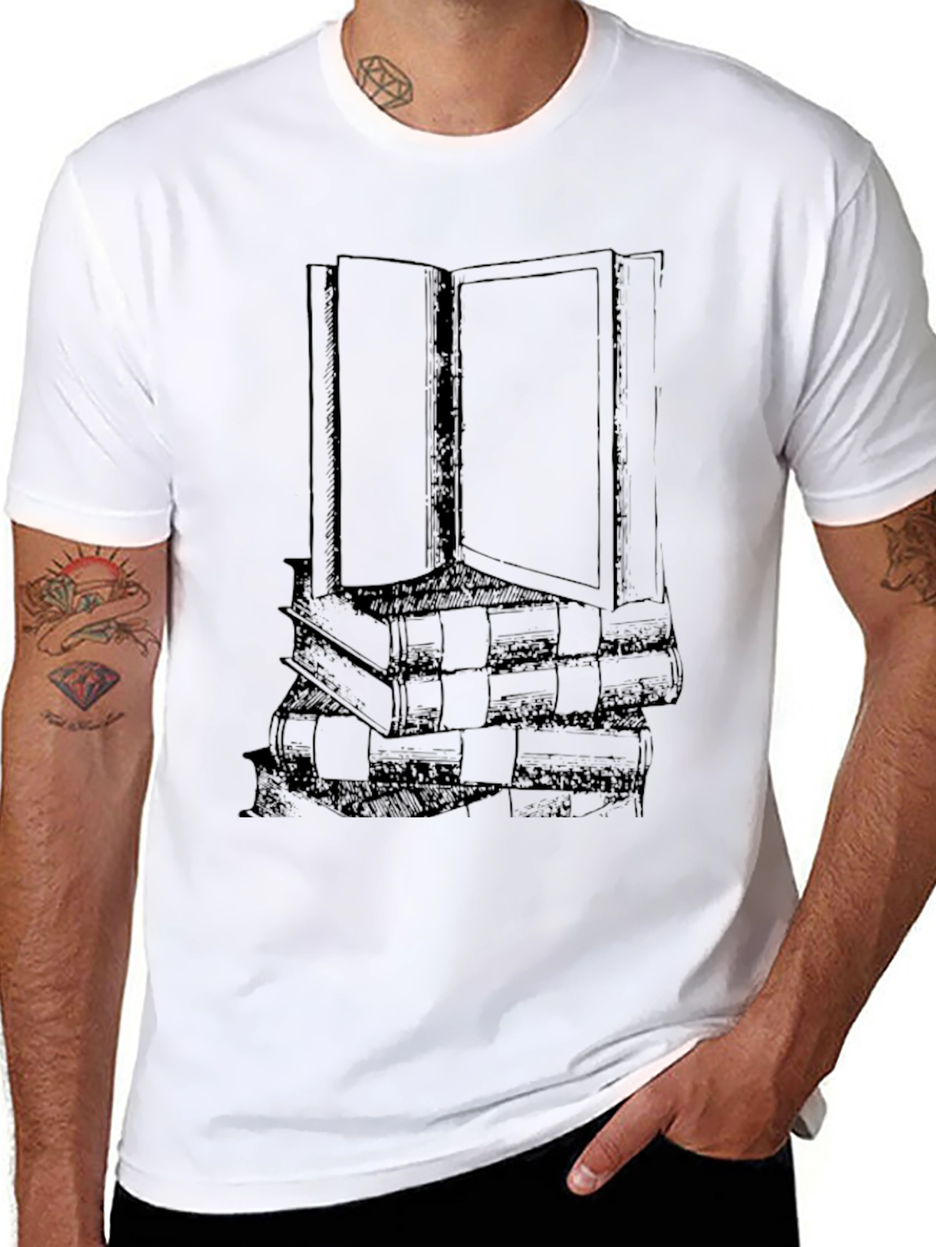 Book Stack Graphic T-Shirt - Readers Tee