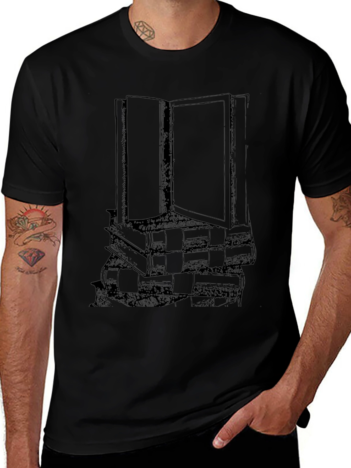 Book Stack Graphic T-Shirt - Readers Tee