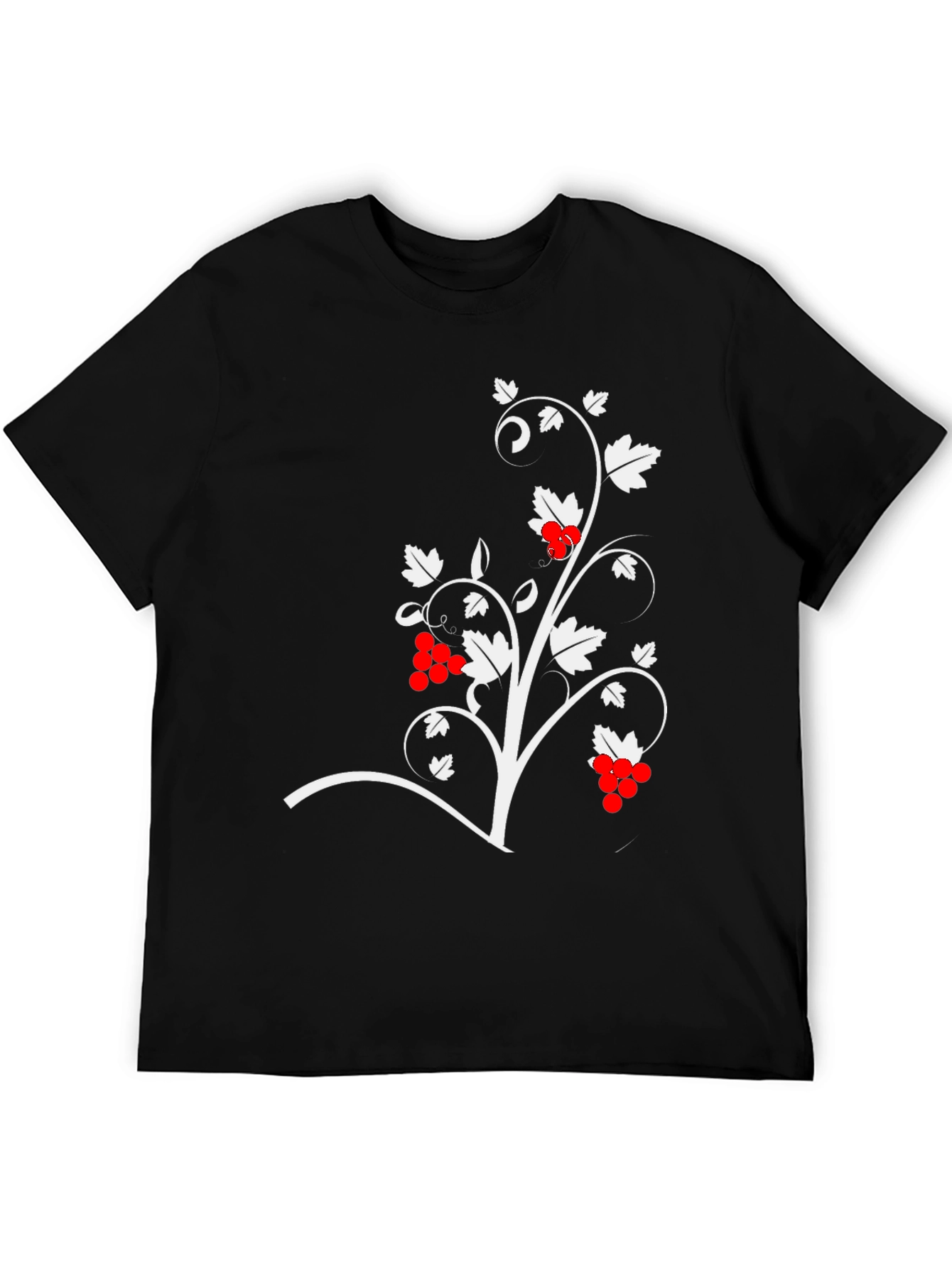Black T-Shirt with Vine Design