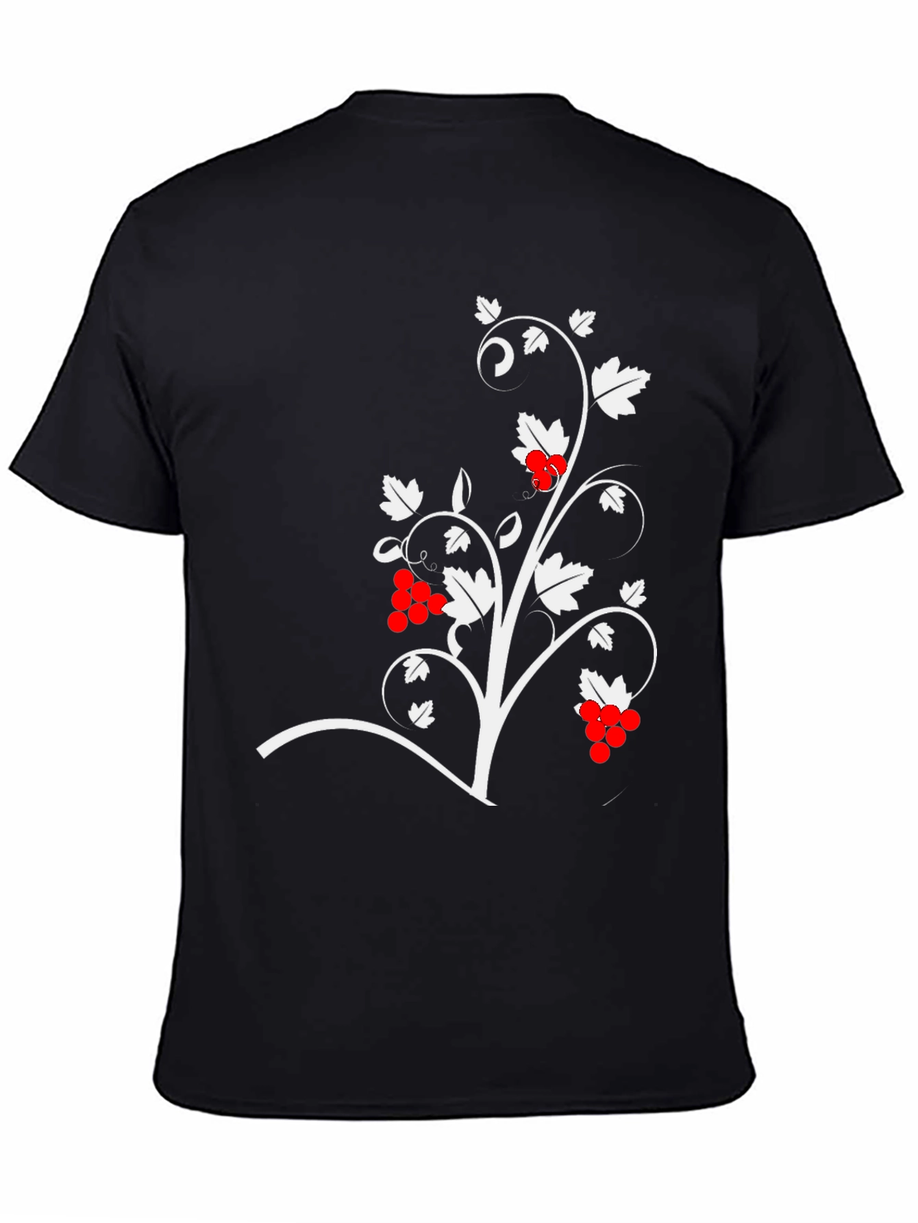 Black T-Shirt with Vine Design