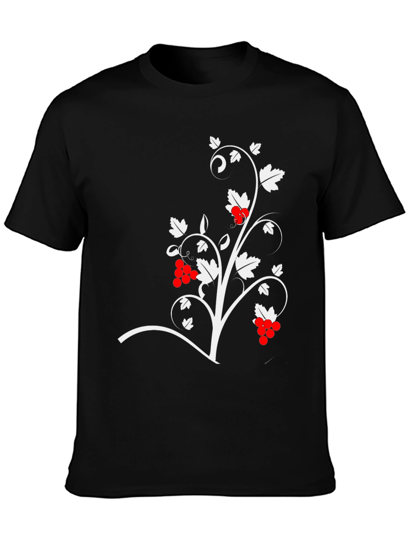 Black T-Shirt with Vine Design