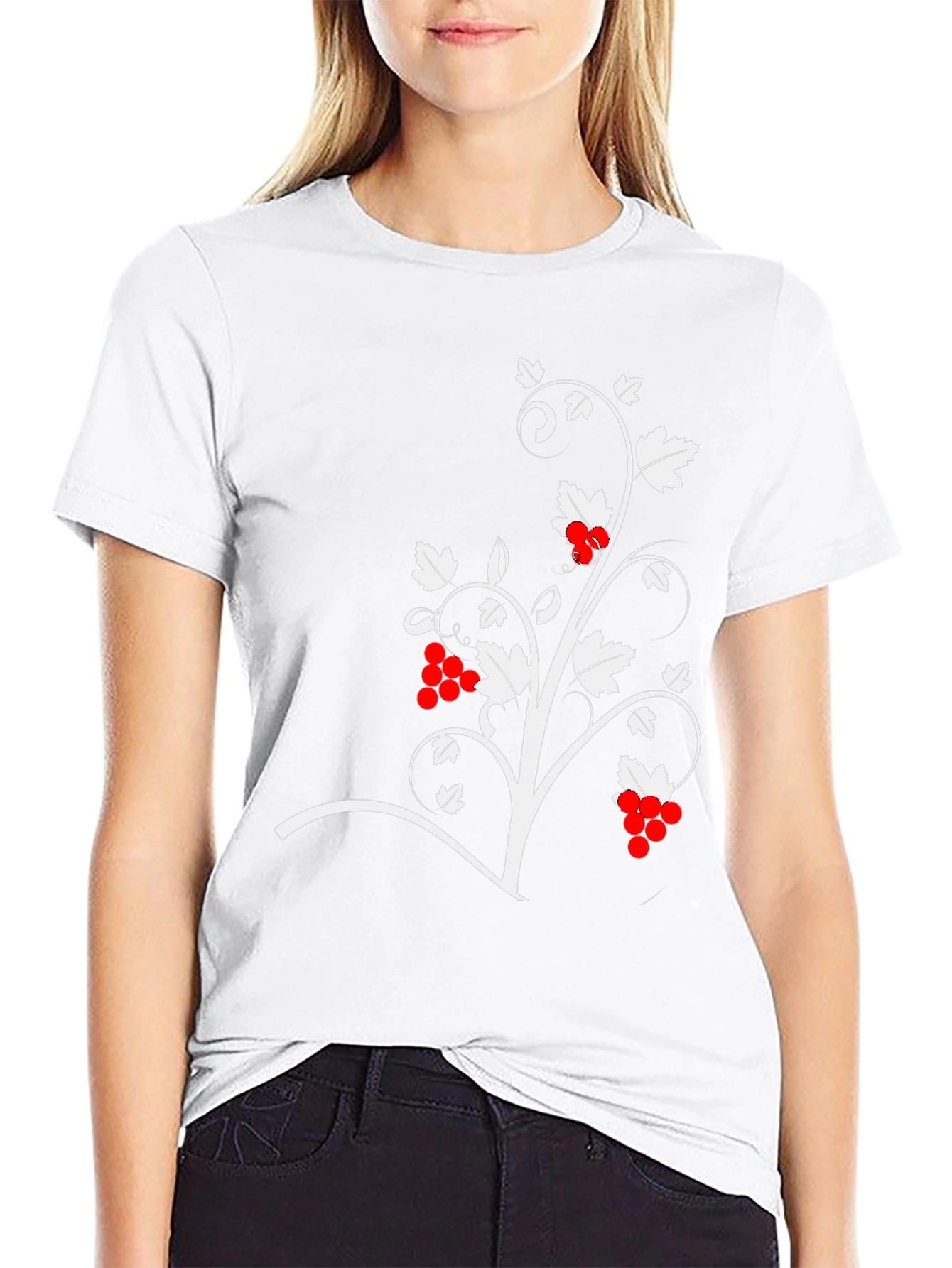 Black T-Shirt with Vine Design