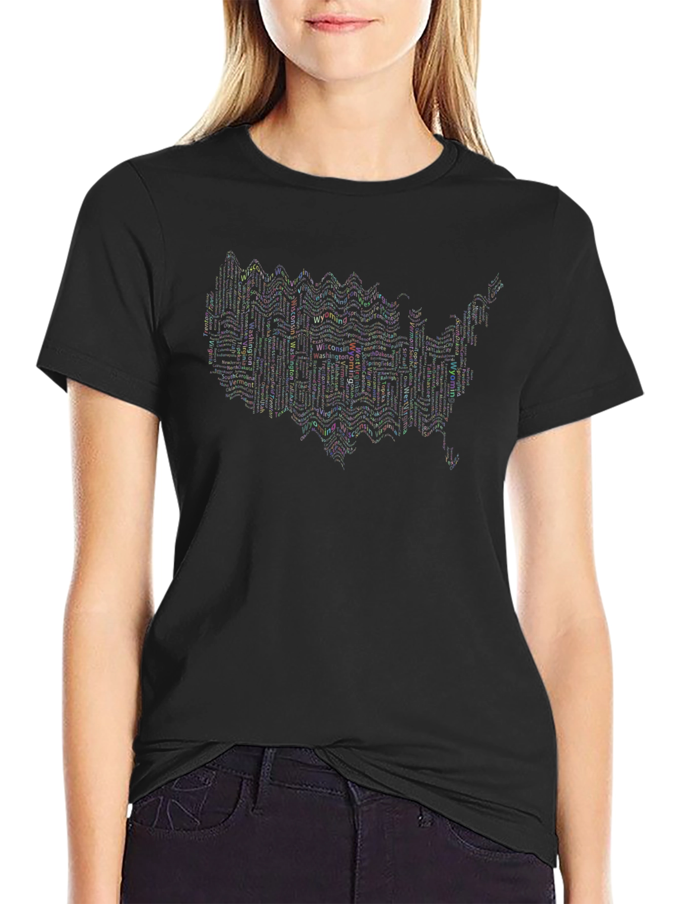 USA State Name Typography Graphic Tee