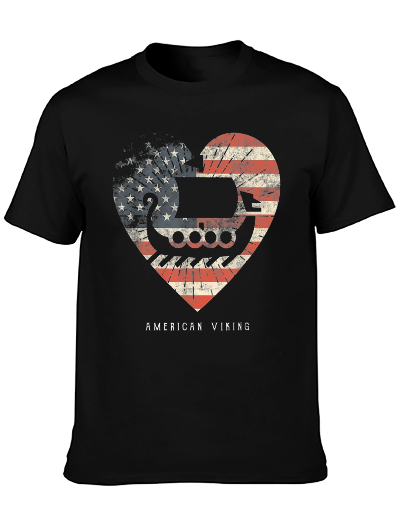 American Viking Heart Flag Graphic T-Shirt
