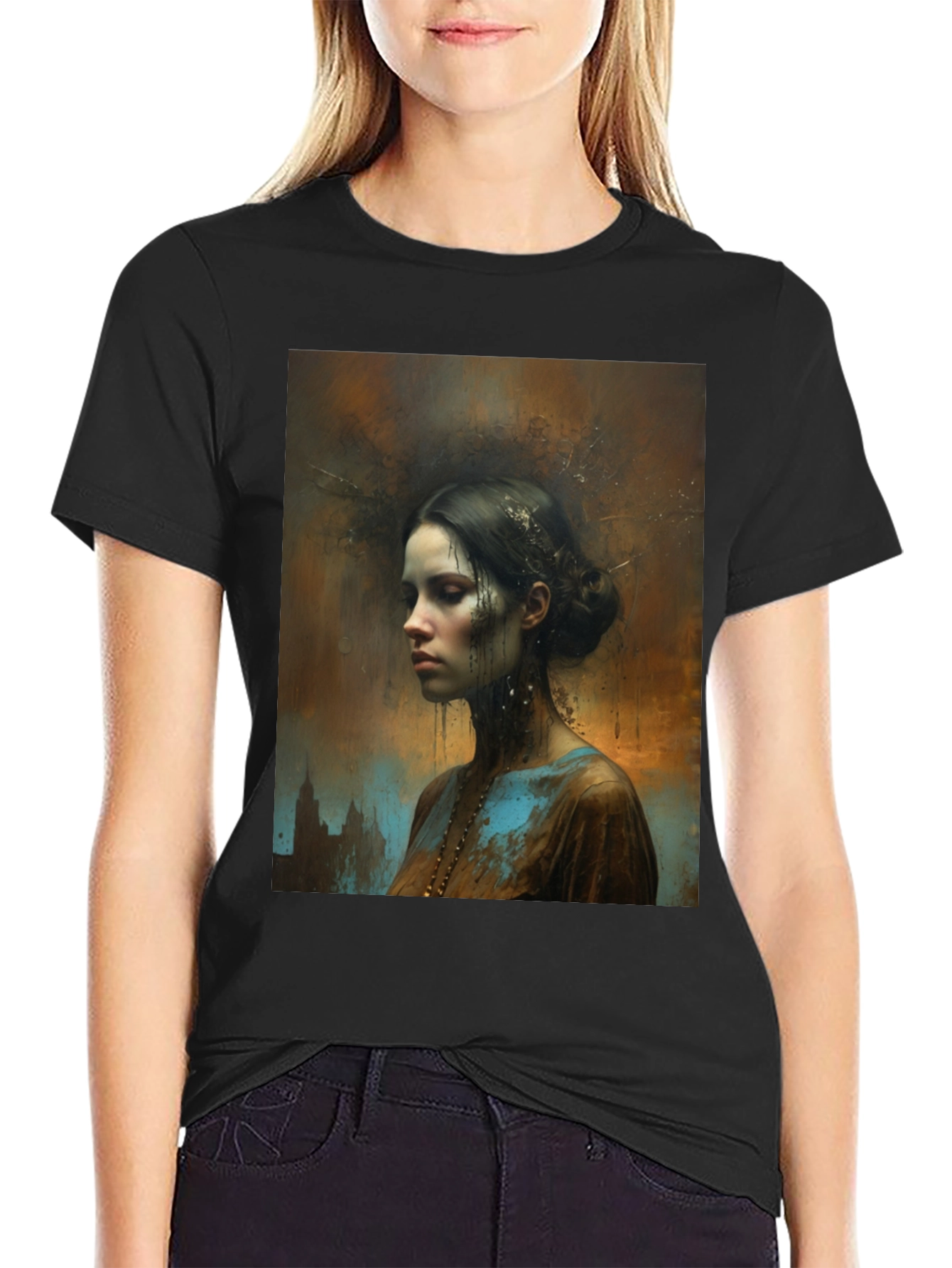 Artistic Portrait Black T-Shirt