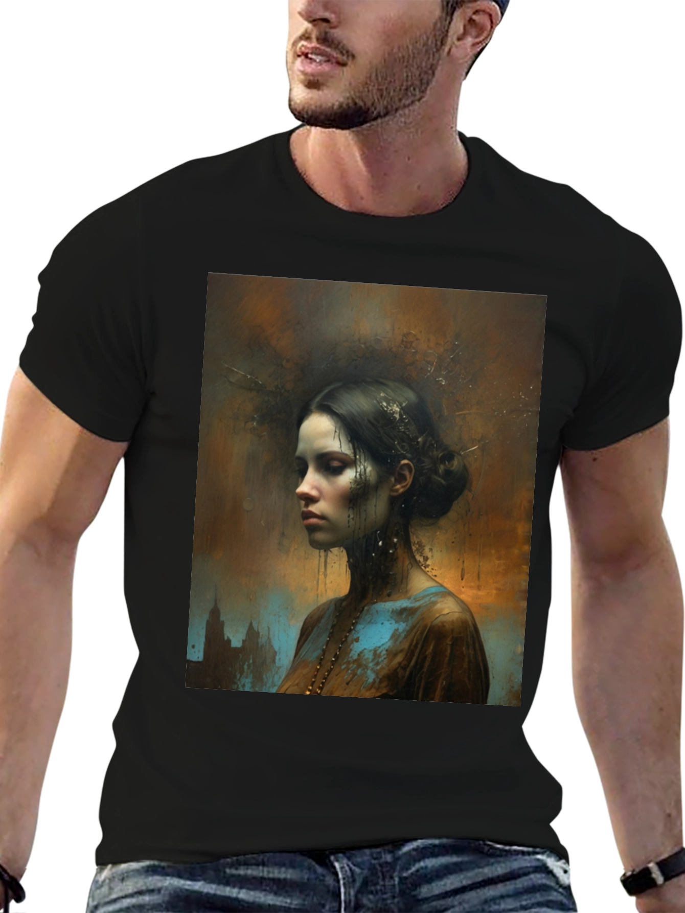 Artistic Portrait Black T-Shirt